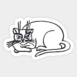 white cat drawing Sticker